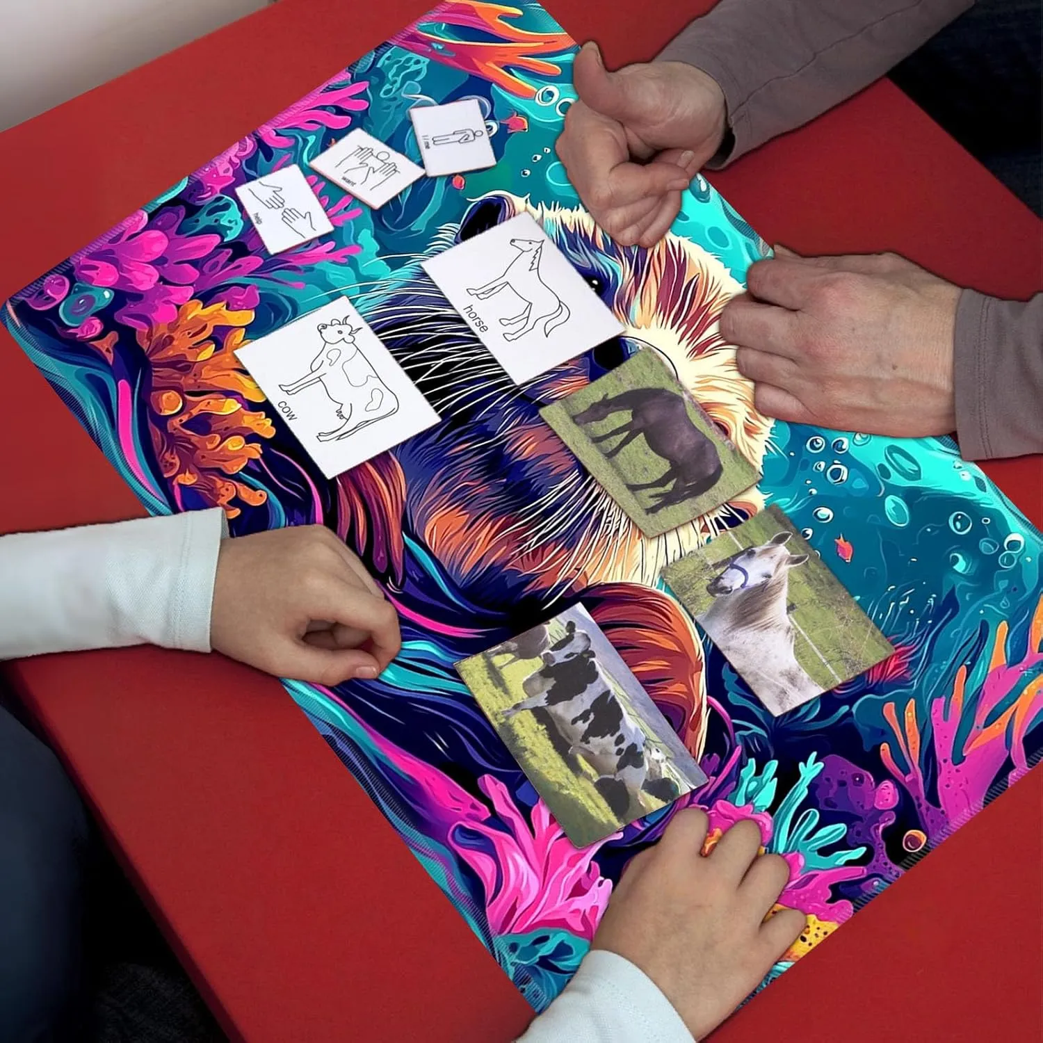 for MTG Playmat, Cute Otter Premium for Magic The Gathering Mat with Beautiful Patterns & Storage Bag for Game Players, 24 x 14 Inch for Card Game Mat