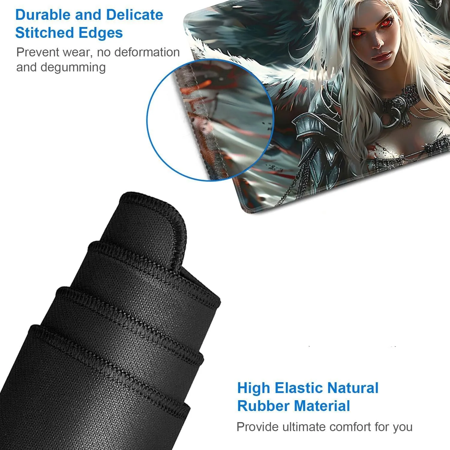 for MTG Playmat   Drawstring Travel Pouch   6 Dice Counter, for Tabletop Trading Card Game Playmats or Mouse Pad, Anti-Slip Rubber 24 x 14 in, Anime Angel Girl for TCG Playmat (No with Zone)