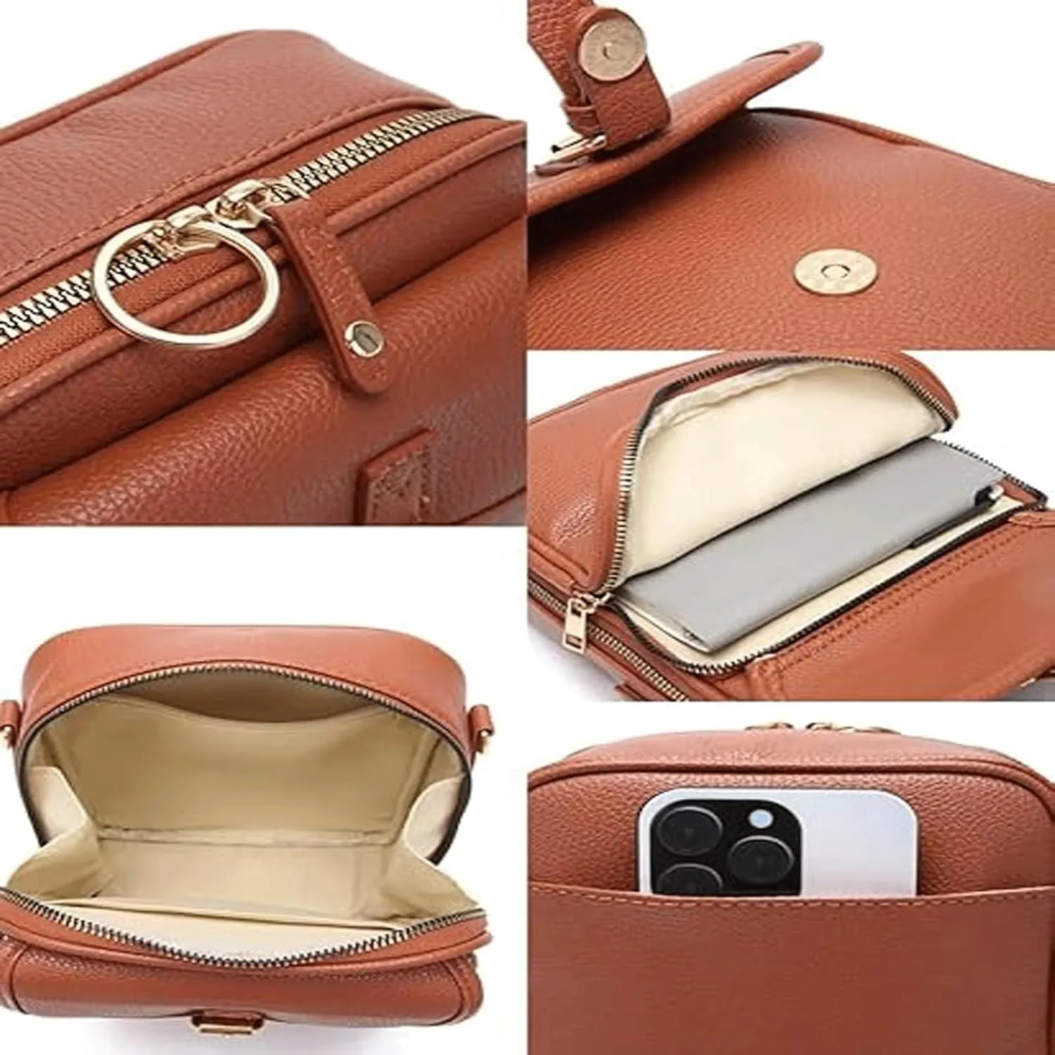 Forcipower Crossbody Leather Bag, Urvashi Crossbody Bag, Vintage Anti Theft Messenger Shoulder Bag, Built in Wallet