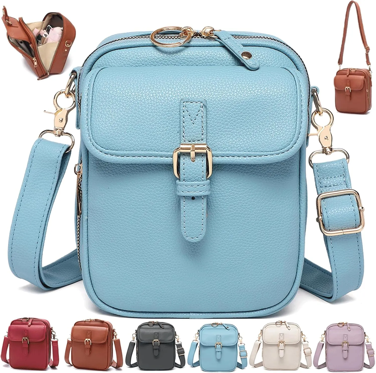 Forcipower Crossbody Leather Bag, Urvashi Crossbody Bag, Vintage Anti Theft Messenger Shoulder Bag, Built in Wallet