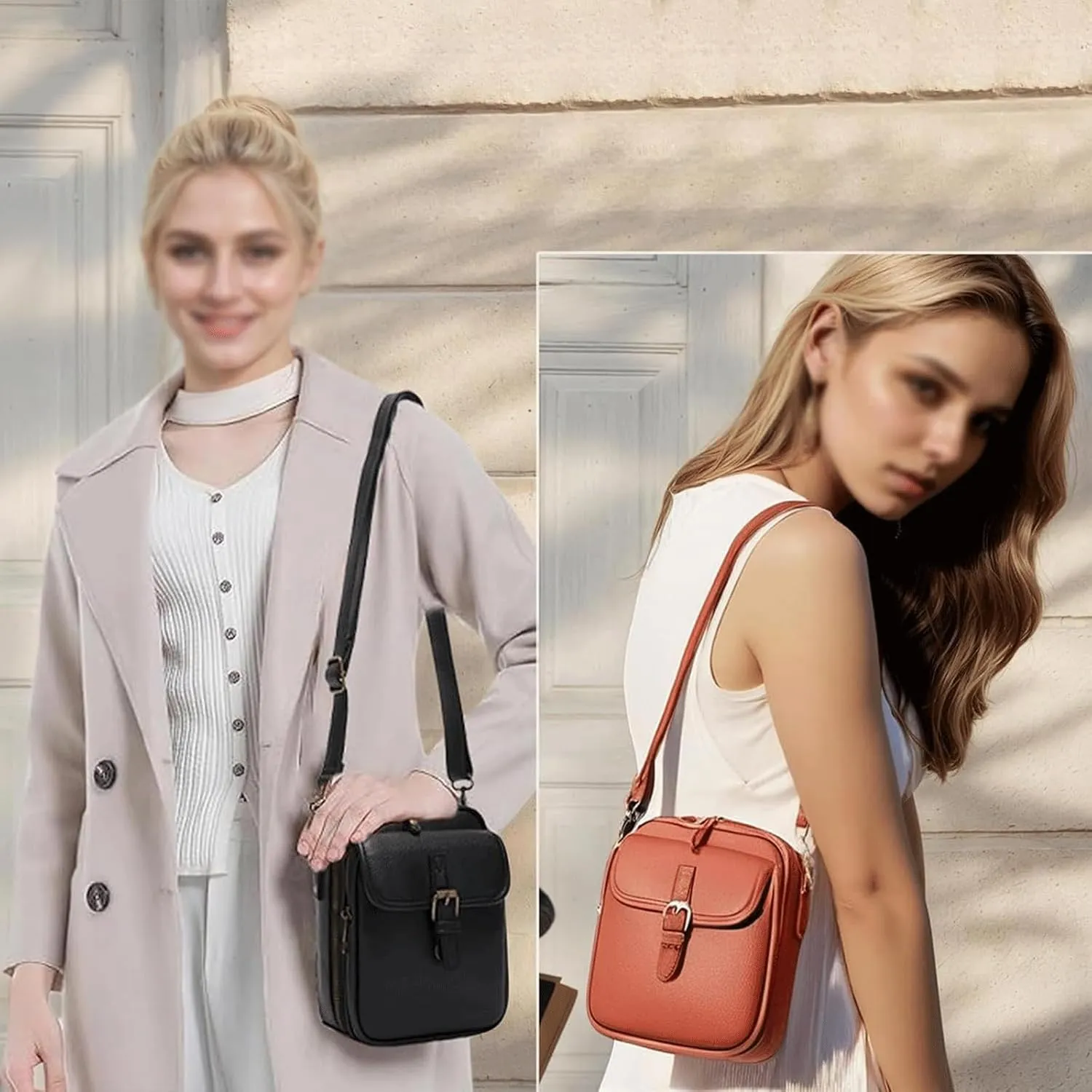 Forcipower Crossbody Leather Bag, Urvashi Crossbody Bag, Vintage Anti Theft Messenger Shoulder Bag, Built in Wallet