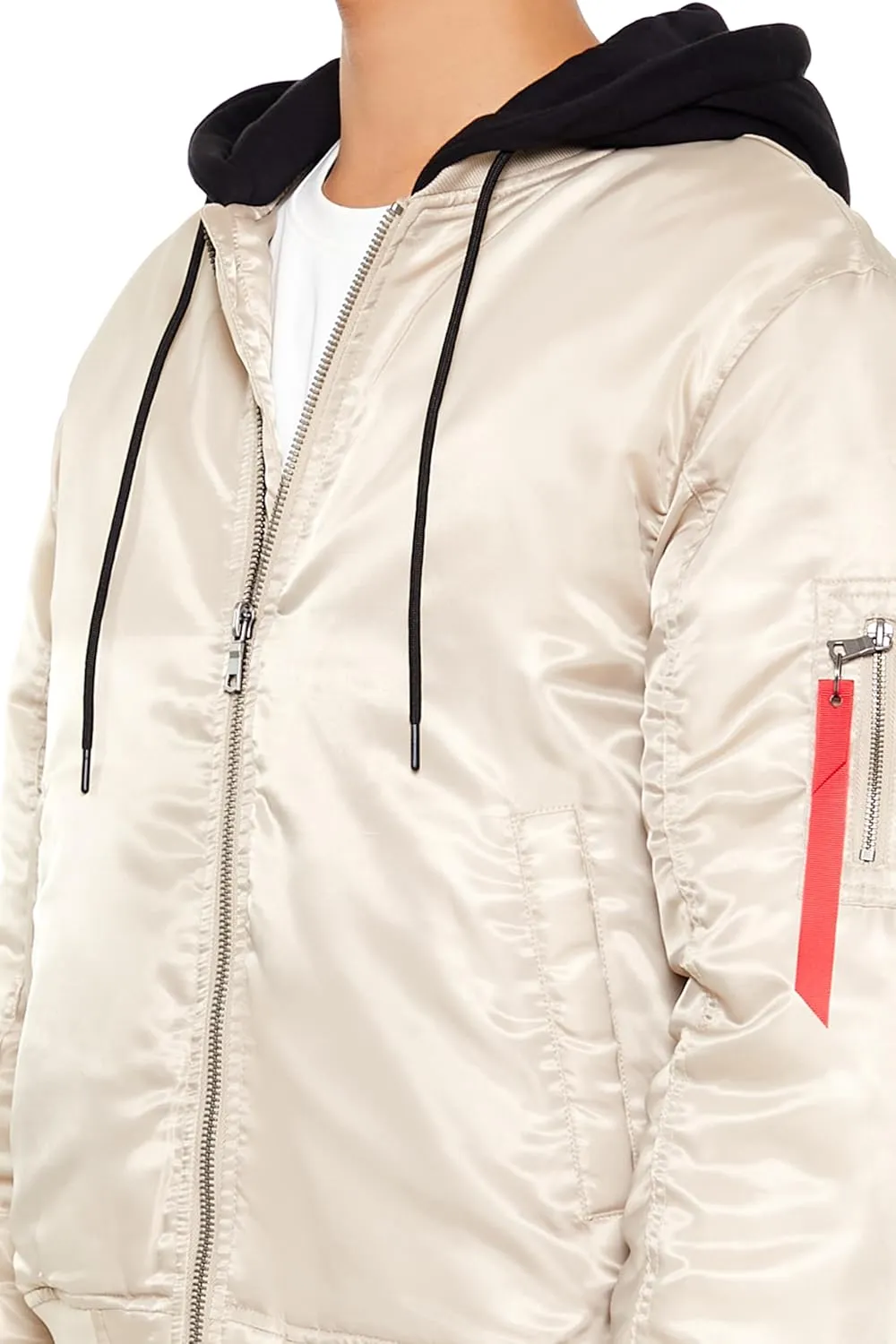 Forever 21 Men's Hooded Cargo Bomber Jacket
