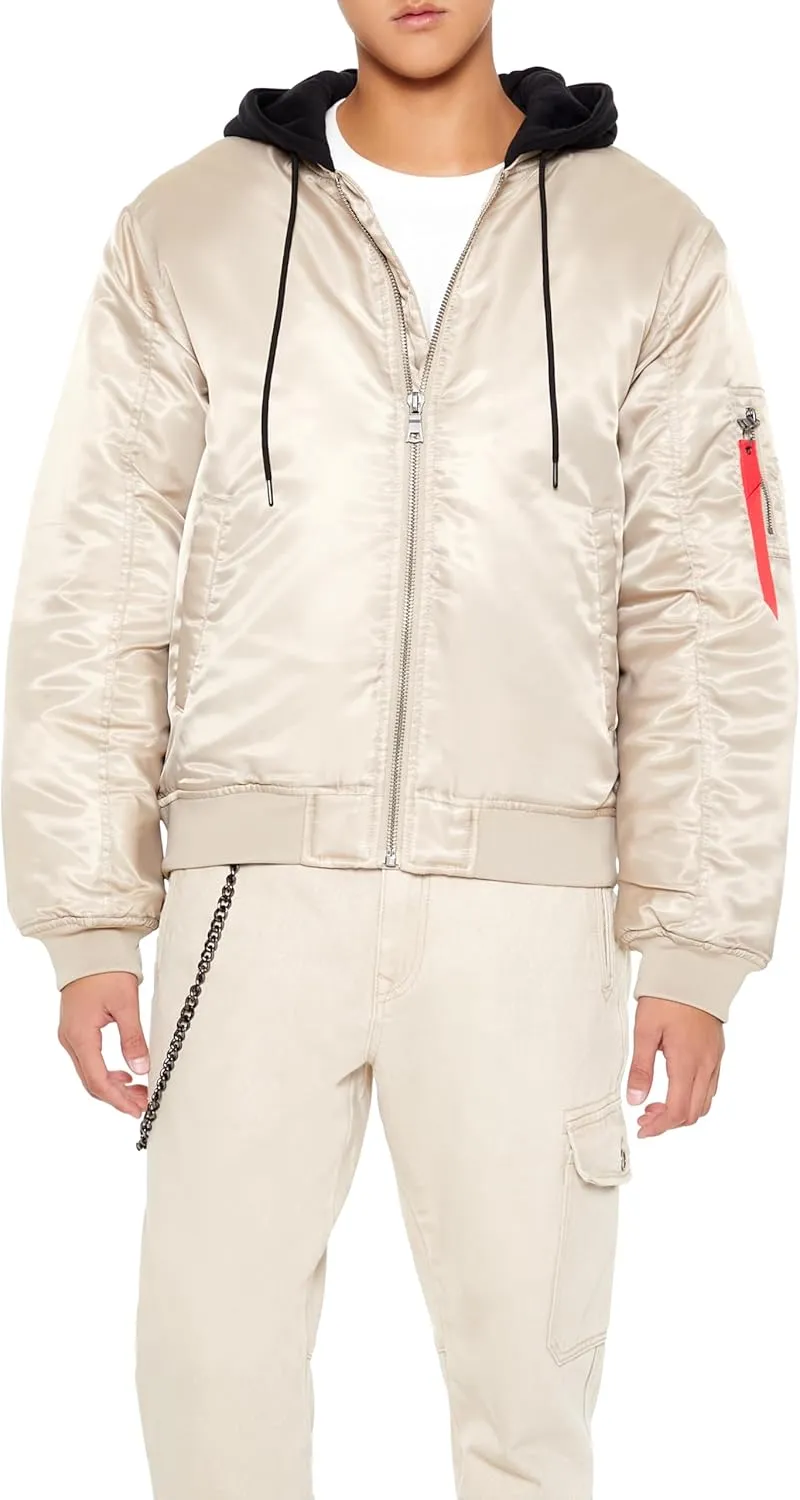 Forever 21 Men's Hooded Cargo Bomber Jacket