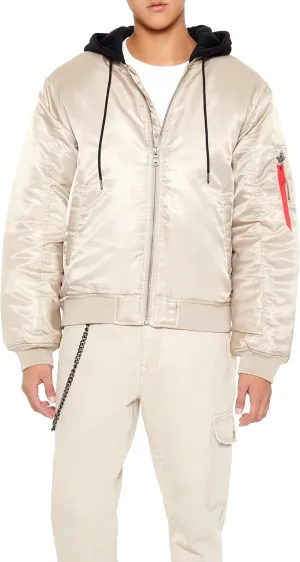 Forever 21 Men's Hooded Cargo Bomber Jacket