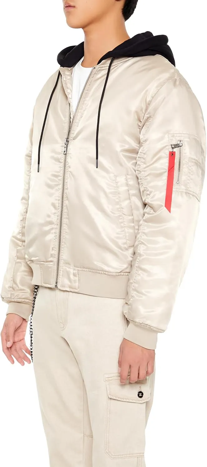 Forever 21 Men's Hooded Cargo Bomber Jacket