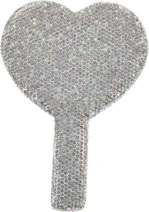 FRCOLOR Rhinestone Handheld Mirror Heart Shaped Bling Mirror Glitter Makeup Cosmetic Mirror Adorable Compact Travel Mirror for Women, 16.40X11.10X1.00CM