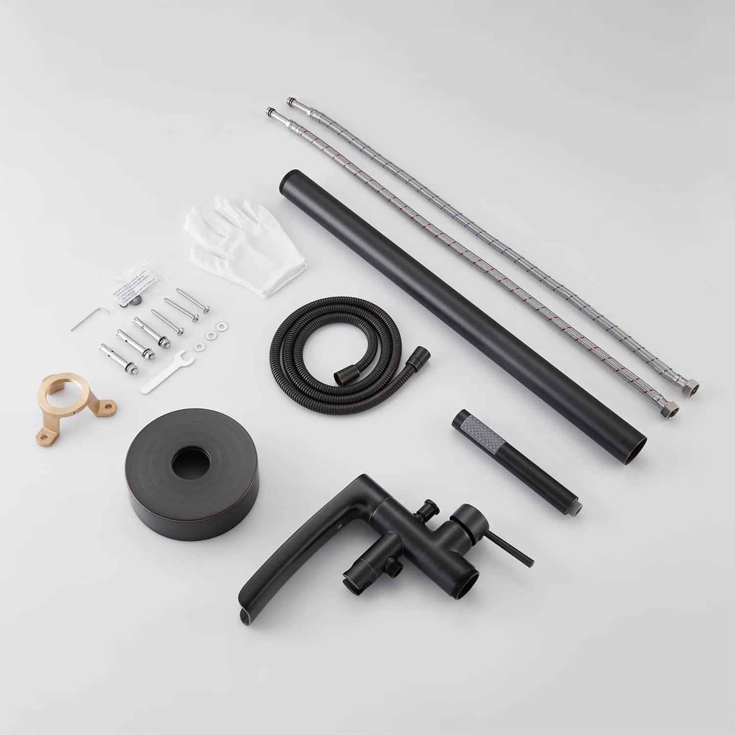 Free Standing Tub Faucet Brass Oil Rubbed Bronze Waterfall Freestanding Bathtub Faucet Floor Mount Tub Filler with Handheld Sprayer