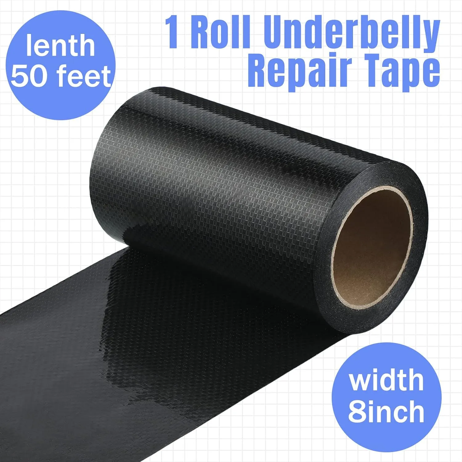Frienda RV Underbelly Tape RV Underbelly Material Waterproof Flex Repair Fabric Belly Tape Sealing Permanent Patch for Mobile Home, Camper Travel Trailer, Tear Repair Patch(8 Inch x 50 Feet)