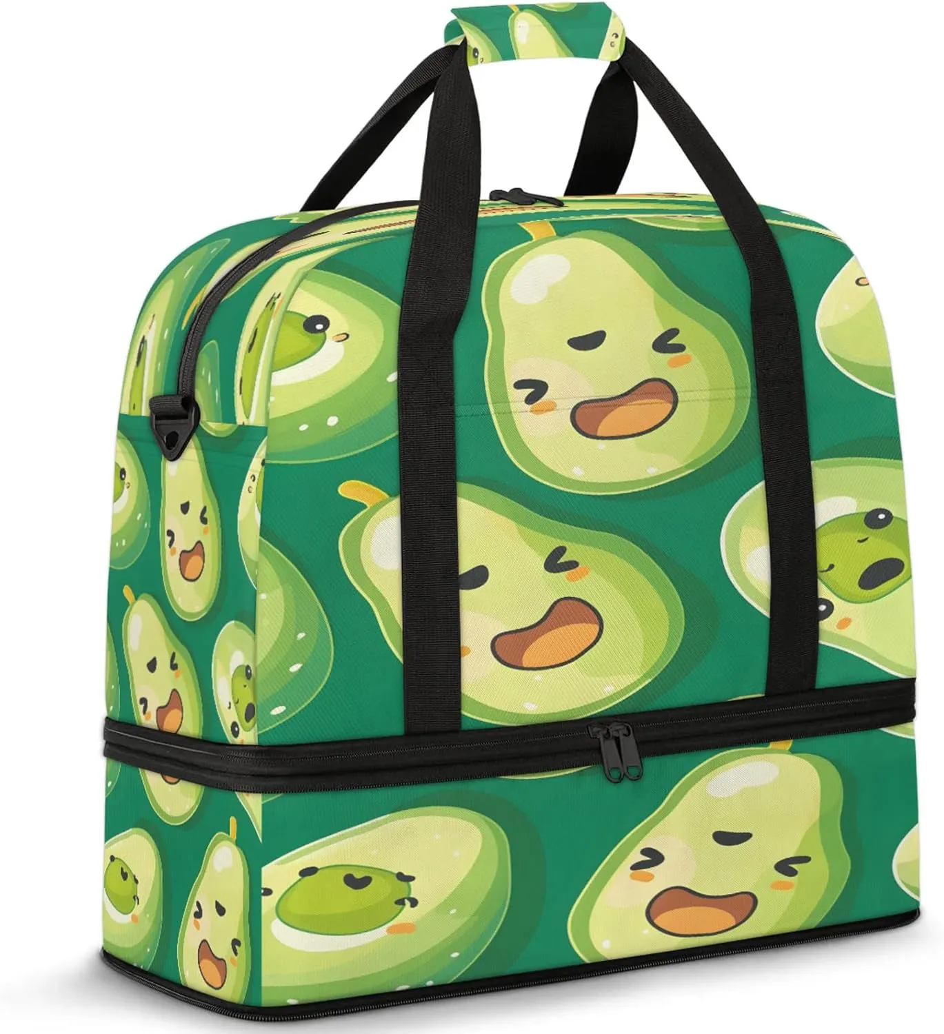 Fruit Avocado Cute Travel Duffel Bags for Women & Men Large Sports Gym Bags Foldie Weekender Overnight Bag Carry On Tote Bag With Shoe Compartment Personal Item Bag for Travel Sports Gym