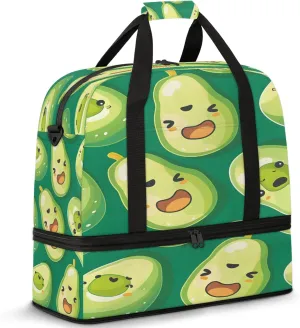 Fruit Avocado Cute Travel Duffel Bags for Women & Men Large Sports Gym Bags Foldie Weekender Overnight Bag Carry On Tote Bag With Shoe Compartment Personal Item Bag for Travel Sports Gym