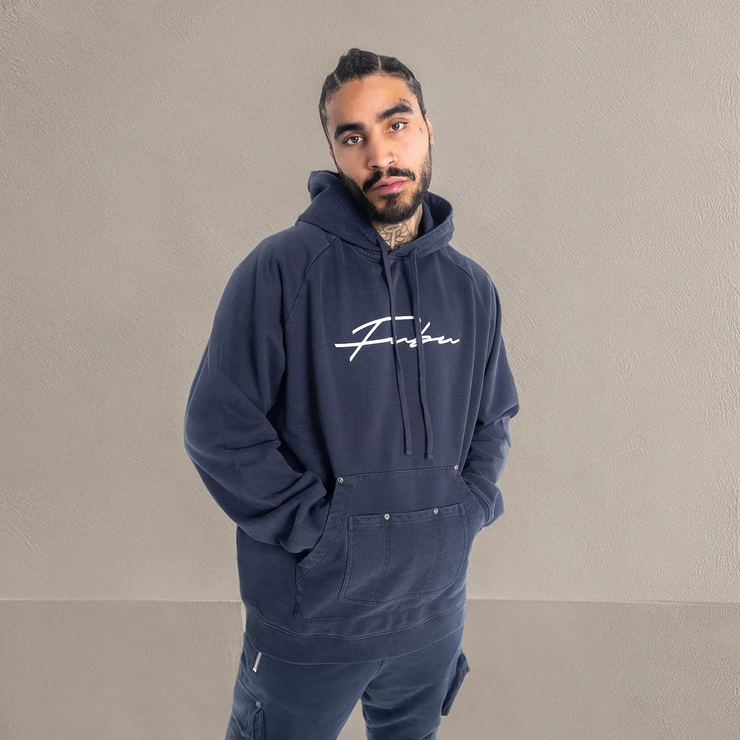 Fubu Navy Signature Utility Hoodie