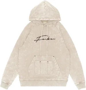 FUBU Signature Washed Utility Hoodie, Charcoal, Small