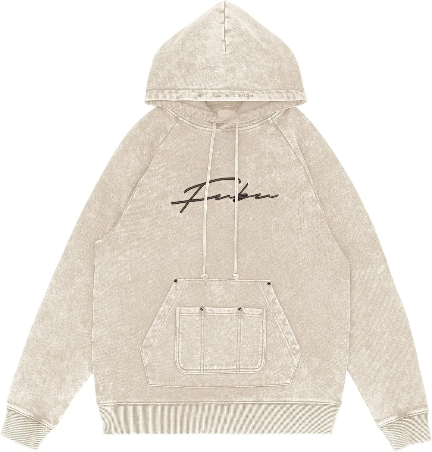 FUBU Signature Washed Utility Hoodie, Charcoal, Small