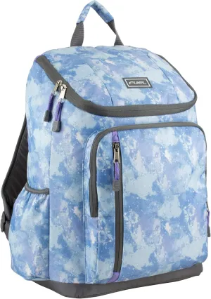 FUEL Durable Top Loader Outdoor Backpack w/Adjustable Straps, Multiple Compartments, Perfect for Travel, Hiking, Work, Classroom, Commuting - Blue Galaxy