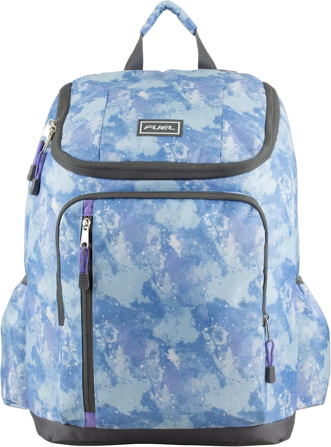 FUEL Durable Top Loader Outdoor Backpack w/Adjustable Straps, Multiple Compartments, Perfect for Travel, Hiking, Work, Classroom, Commuting - Blue Galaxy
