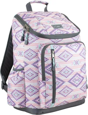 FUEL Durable Top Loader Outdoor Backpack w/Adjustable Straps, Multiple Compartments, Perfect for Travel, Hiking, Work, Classroom, Commuting - Pink Aztec