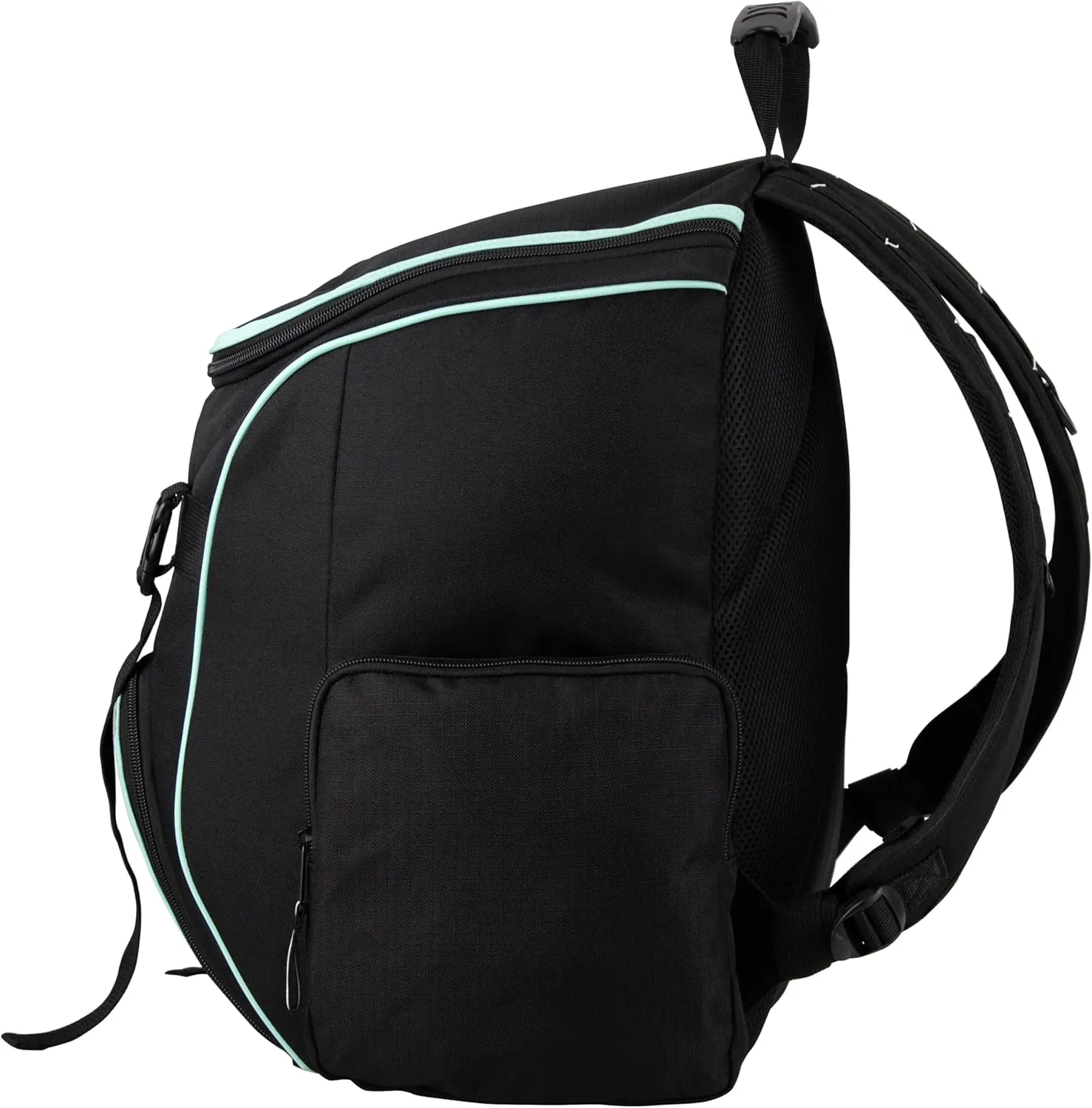 FUEL Oversized Wide Mouth Backpack with Multiple Compartments, Large Gym Yoga Bag Storage for Hiking, Work, Classroom, Travel - Mint Blue Trim