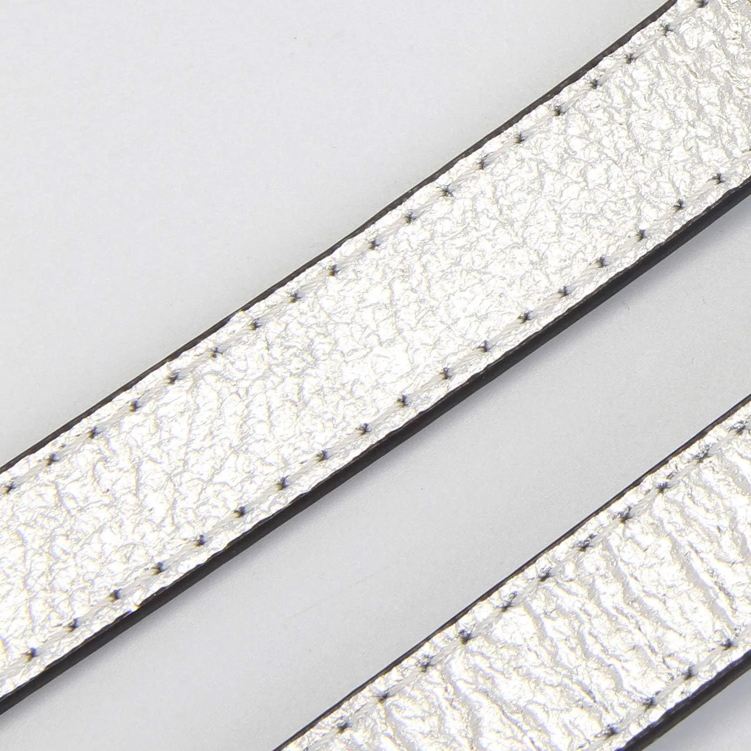 Full Grain Leather Adjustable Replacement Cross Body Purse Shoulder Strap Handbag Bag Wallet, 2/3” Wide(Silver)