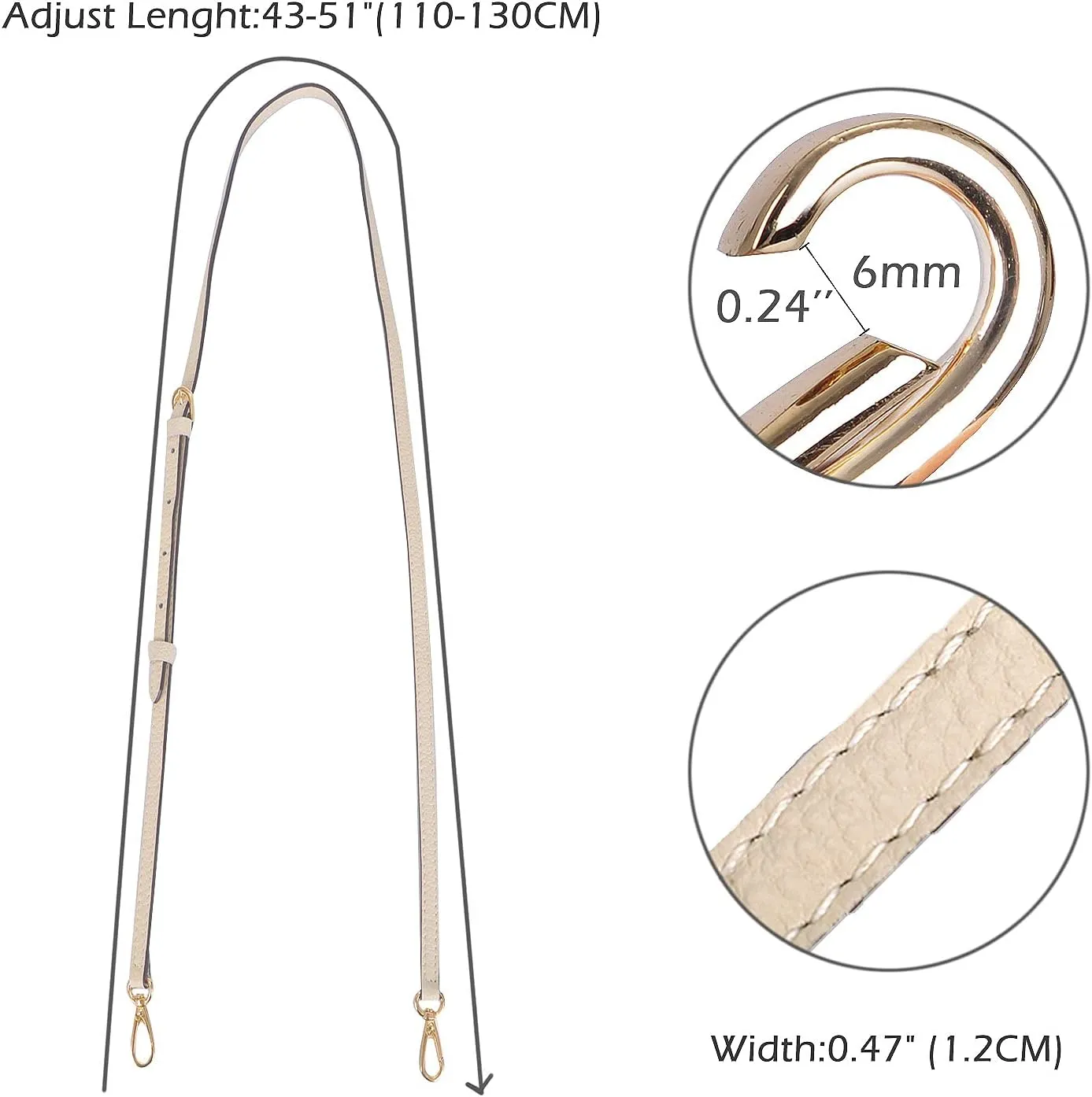 Full Grain Purse Strap Genuine Leather Replacement for Cross Body Bag HandBags