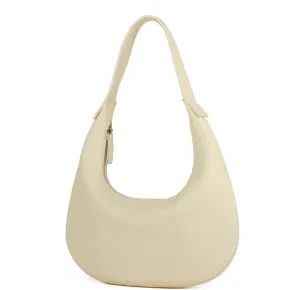 Full Grained Real Leather Hobo Bags for Women，Women's Crescent Handbag with Wide Shoulder Strap
