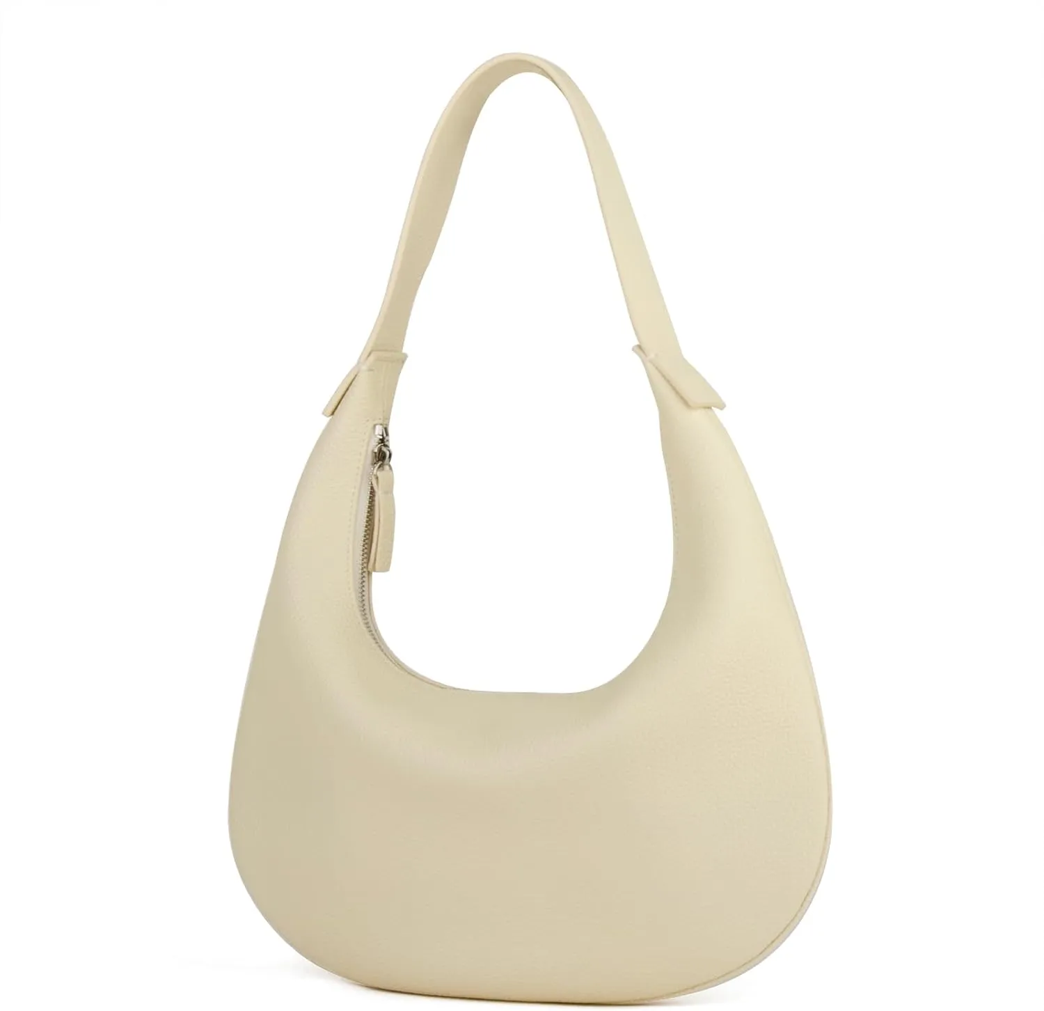 Full Grained Real Leather Hobo Bags for Women，Women's Crescent Handbag with Wide Shoulder Strap
