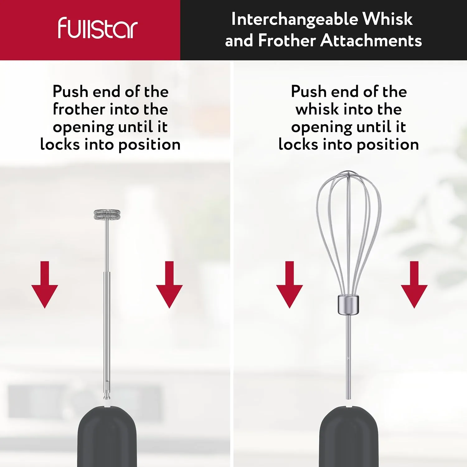 fullstar Immersion Blender Set, 9-Speed 500W Handheld Electric Hand Mixer, Smoothie Blender (3-in-1, Gray)