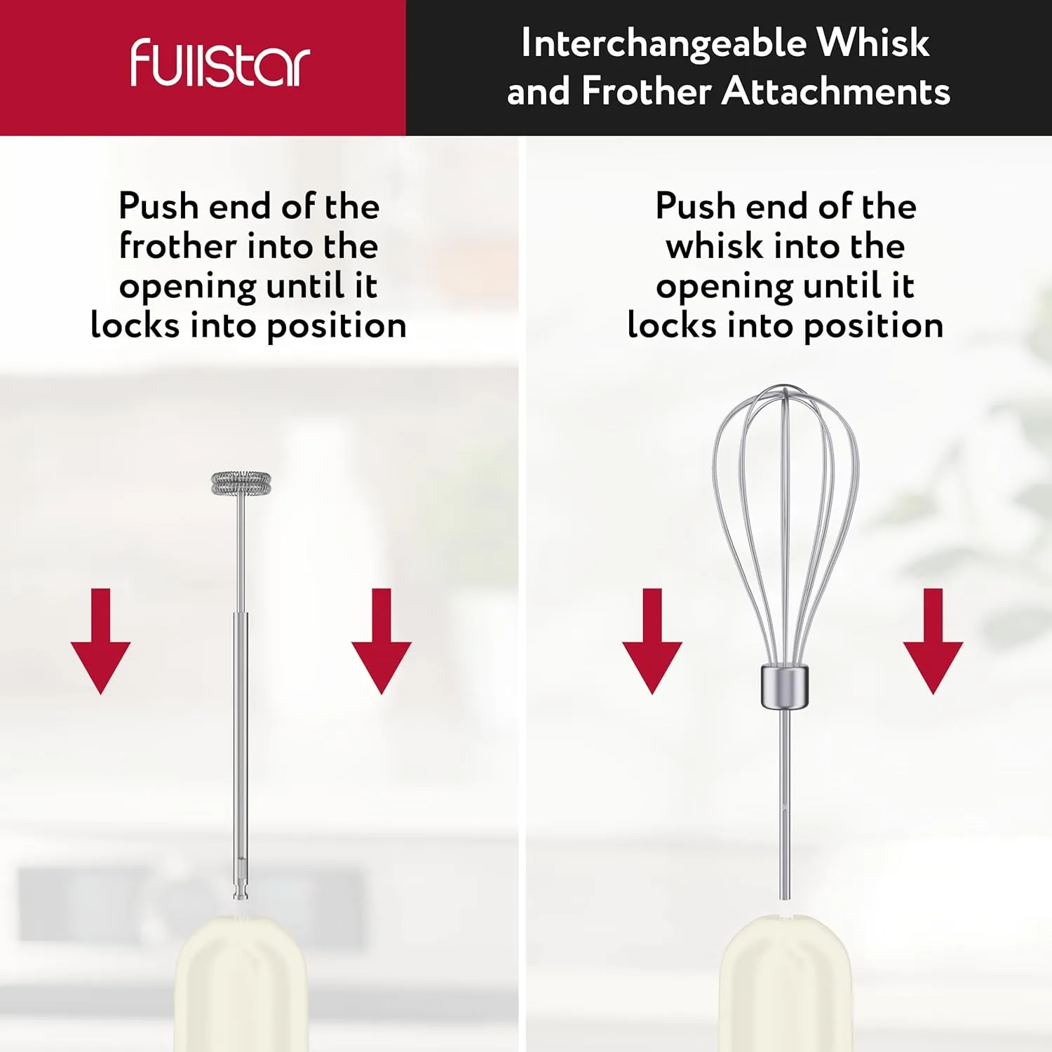 fullstar Immersion Blender Set, 9-Speed 500W Handheld Electric Hand Mixer, Smoothie Blender (3-in-1, White)