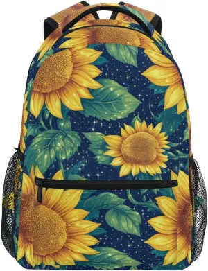 Fun Backpack for Unisex Adult Waterproof Travel Laptop Backpack with Chest Strap for Business Work College Travel Trip Parents' Day Beautiful Sunflower