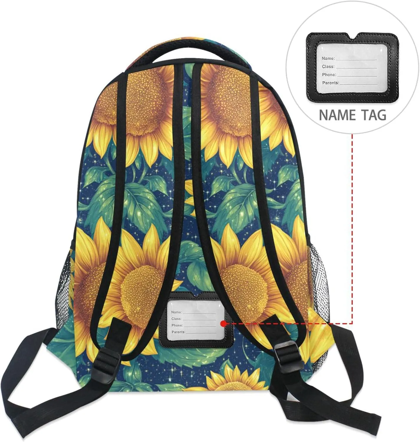 Fun Backpack for Unisex Adult Waterproof Travel Laptop Backpack with Chest Strap for Business Work College Travel Trip Parents' Day Beautiful Sunflower