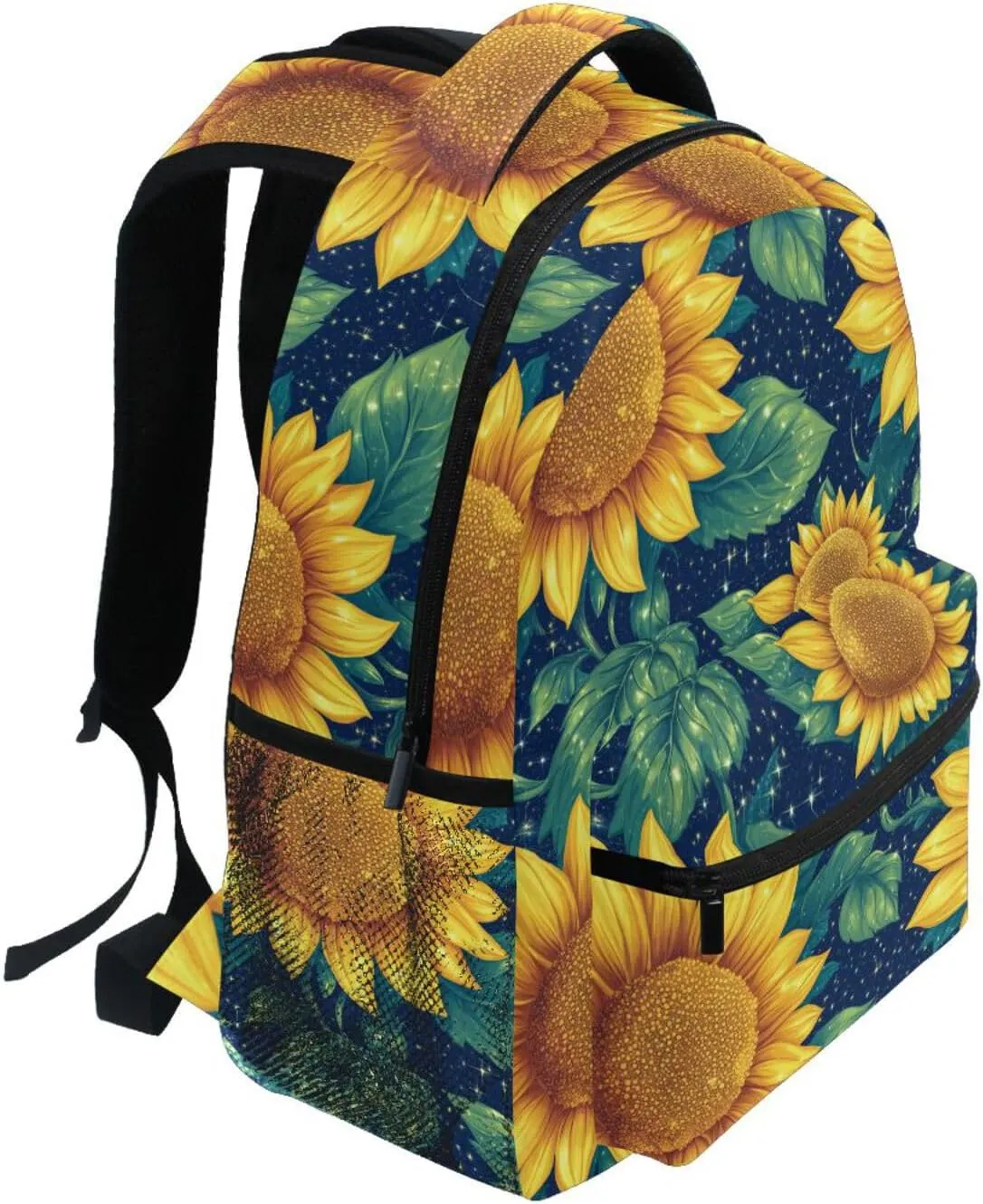 Fun Backpack for Unisex Adult Waterproof Travel Laptop Backpack with Chest Strap for Business Work College Travel Trip Parents' Day Beautiful Sunflower