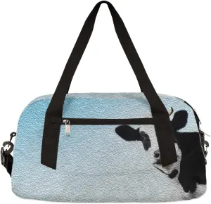 Funny Cow Kids Duffel Bag for Girls Boys Teens, Cow Oil Painting Dance Bag Overnight Small Duffel Bag Carry On Weekend Sports Gym Travel Bag for School Practice Gymnastics Ballet