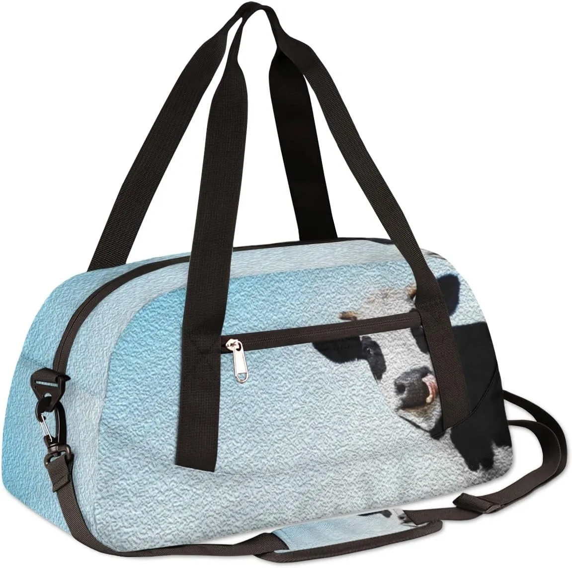Funny Cow Kids Duffel Bag for Girls Boys Teens, Cow Oil Painting Dance Bag Overnight Small Duffel Bag Carry On Weekend Sports Gym Travel Bag for School Practice Gymnastics Ballet