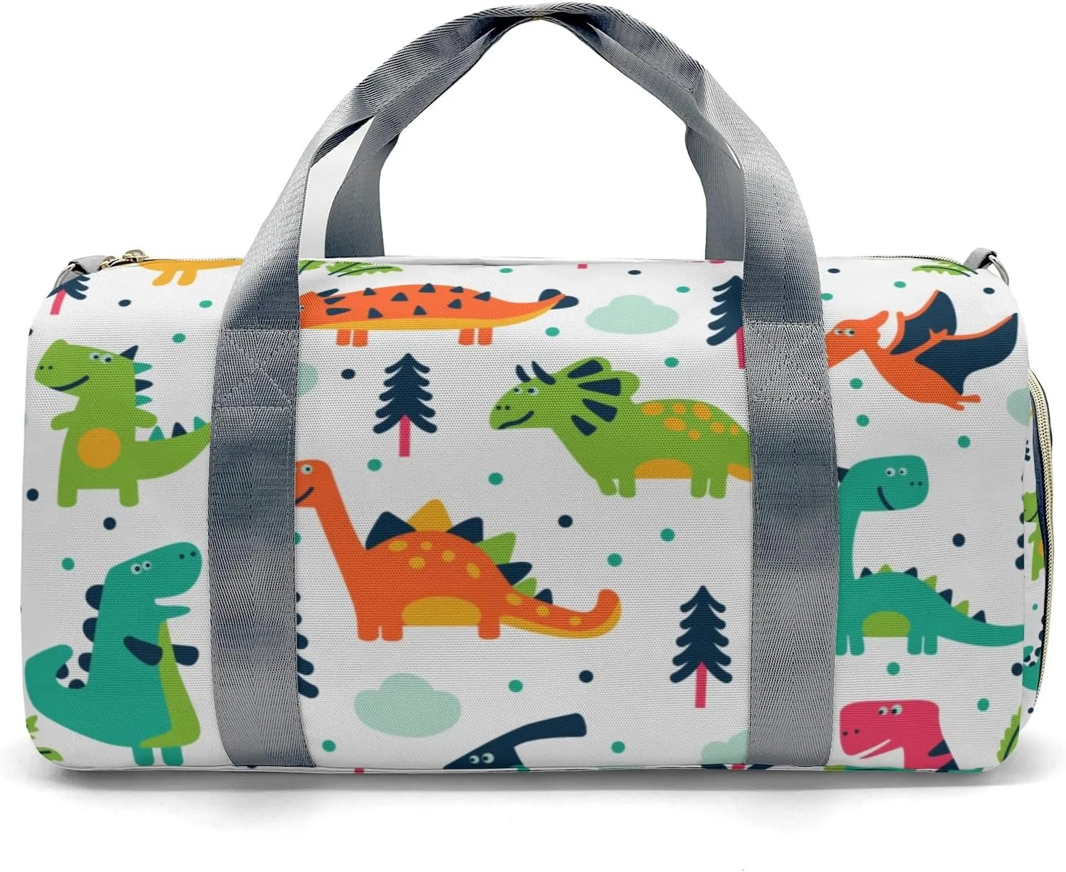 Funny Dinosaurs Personalized Sport Duffel Bag Custom Name Travel Gymnastics Sports Gym Dance Training Weekend Bag for Women Men