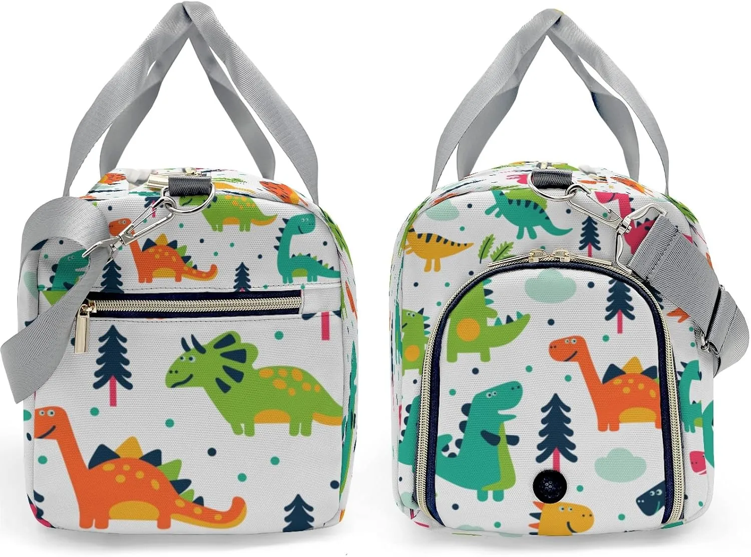 Funny Dinosaurs Personalized Sport Duffel Bag Custom Name Travel Gymnastics Sports Gym Dance Training Weekend Bag for Women Men