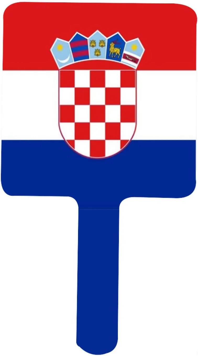 Funny Republic of Croatia Flag Makeup Mirror, Square Cosmetic Hand Mirror with Handle, Portable Travel Handheld Mirror for Shaving, Facial Care White 9×16Cm