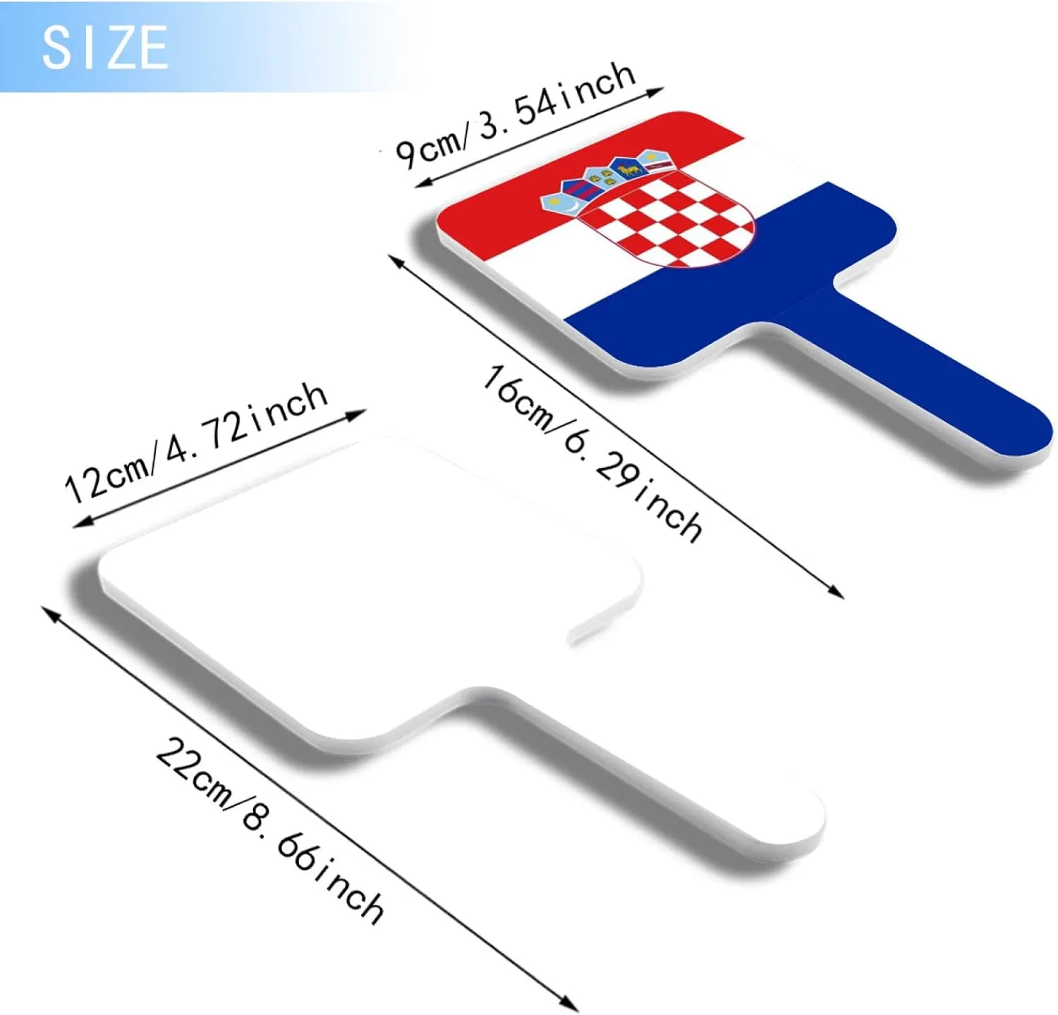 Funny Republic of Croatia Flag Makeup Mirror, Square Cosmetic Hand Mirror with Handle, Portable Travel Handheld Mirror for Shaving, Facial Care White 9×16Cm