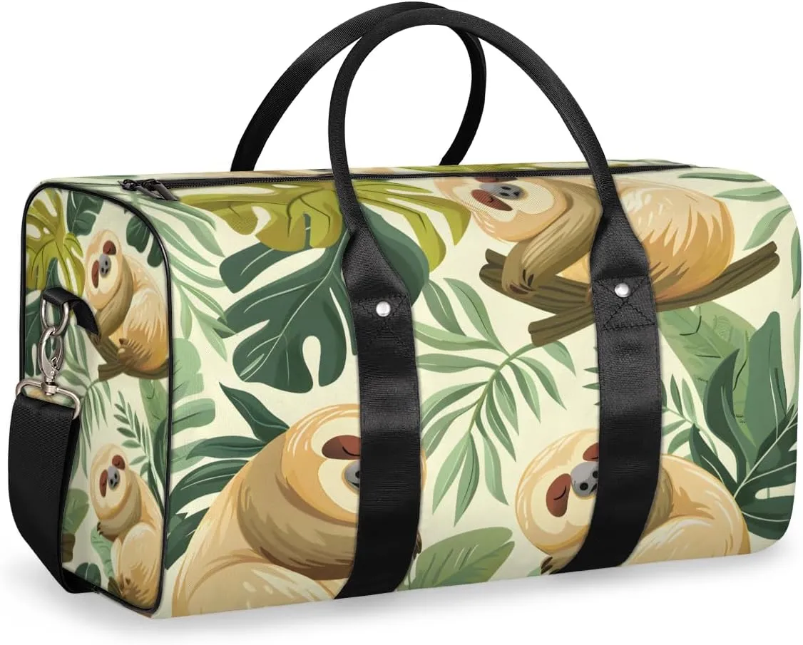 Funny Sloth Travel Duffle Bag for Women Men Gym Duffel Foldable Bag Waterproof Weekender Jungle Cute Sloth Duffle Tote