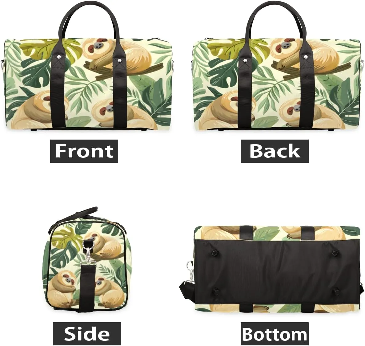 Funny Sloth Travel Duffle Bag for Women Men Gym Duffel Foldable Bag Waterproof Weekender Jungle Cute Sloth Duffle Tote