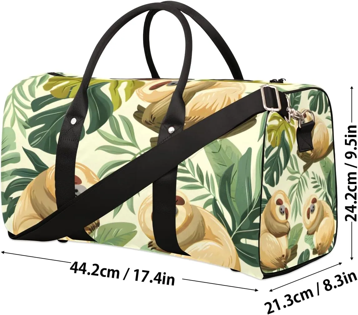 Funny Sloth Travel Duffle Bag for Women Men Gym Duffel Foldable Bag Waterproof Weekender Jungle Cute Sloth Duffle Tote