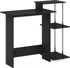 Furinno Efficient Home Laptop Notebook Computer Desk with Square Shelves, Side, Americano/Chrome
