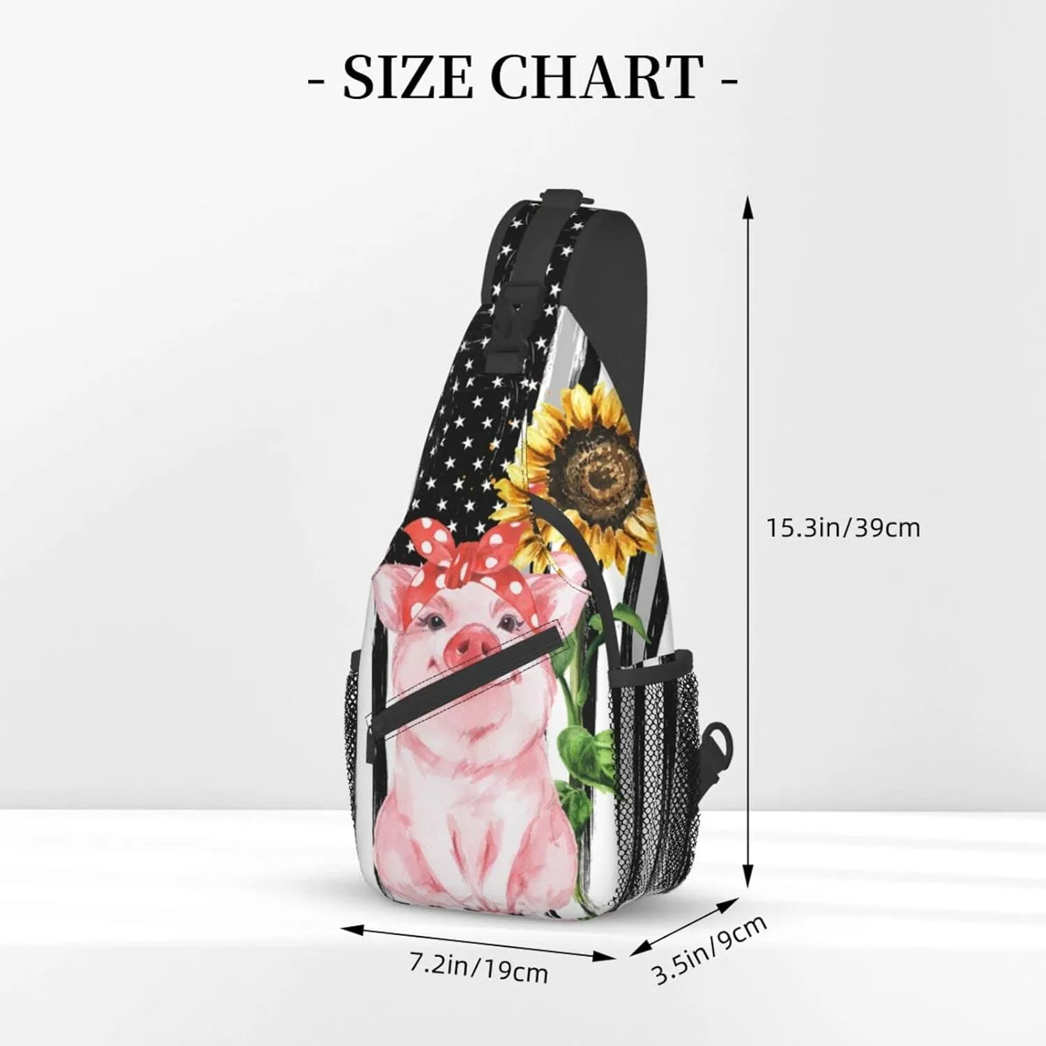 Fylybois Pig Sunflower Sling Bag For Men Women Crossbody Chest Backpack Daypack Shoulder Bags