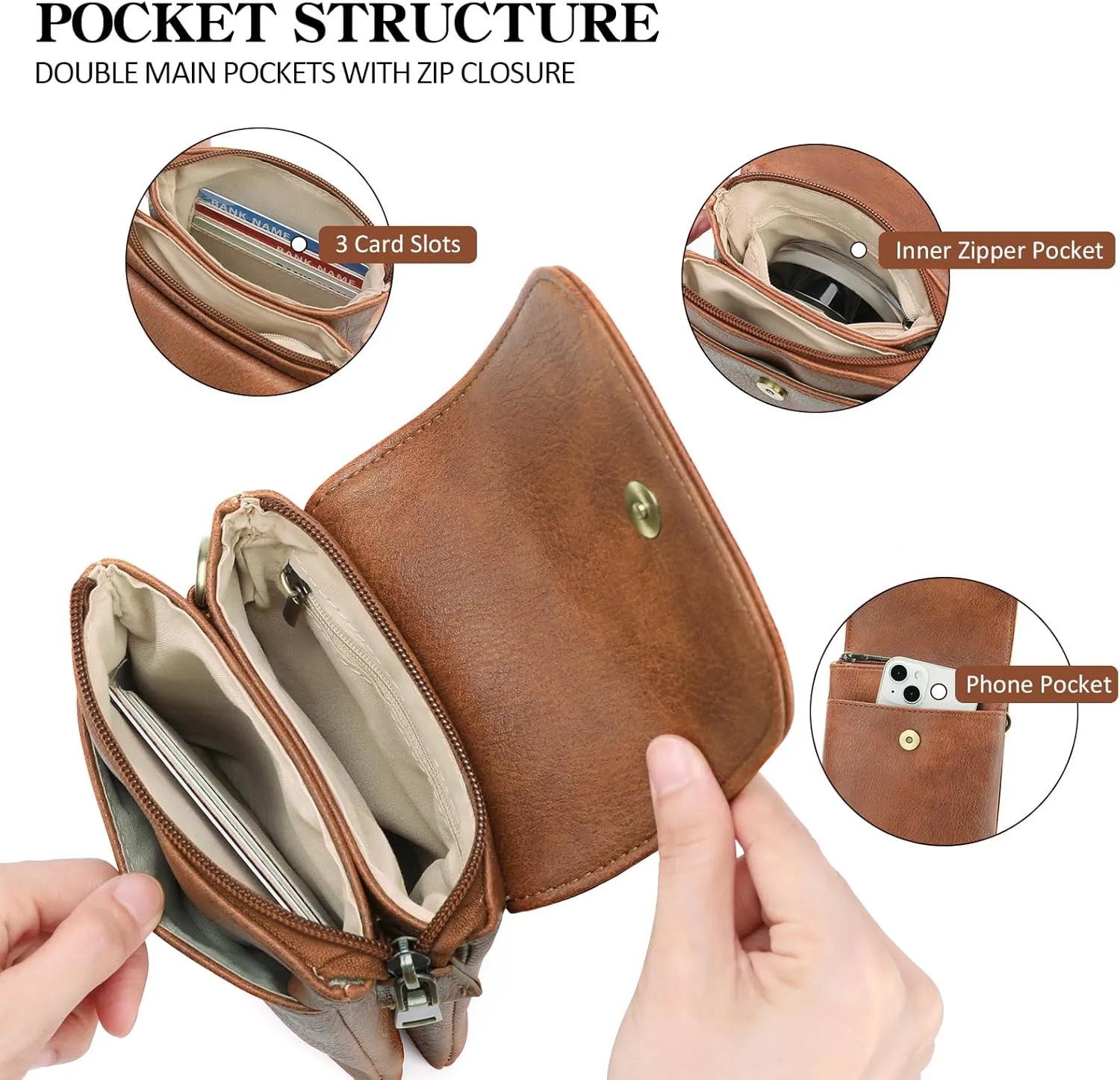 GAEKEAO Small Crossbody Bags for Women Leather Cell Phone Purse Bag Wallet with RFID Blocking Credit Card Slots