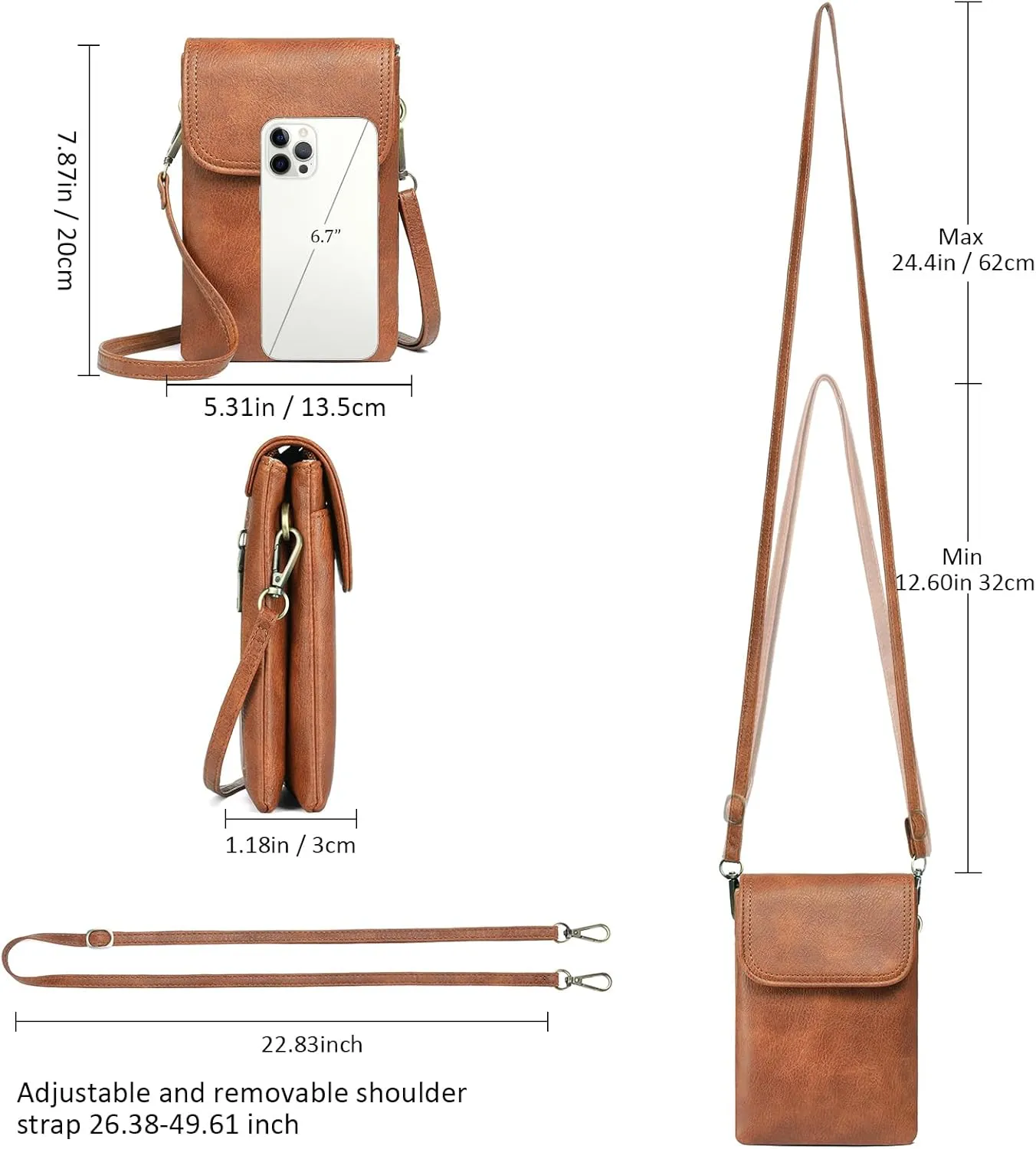 GAEKEAO Small Crossbody Bags for Women Leather Cell Phone Purse Bag Wallet with RFID Blocking Credit Card Slots