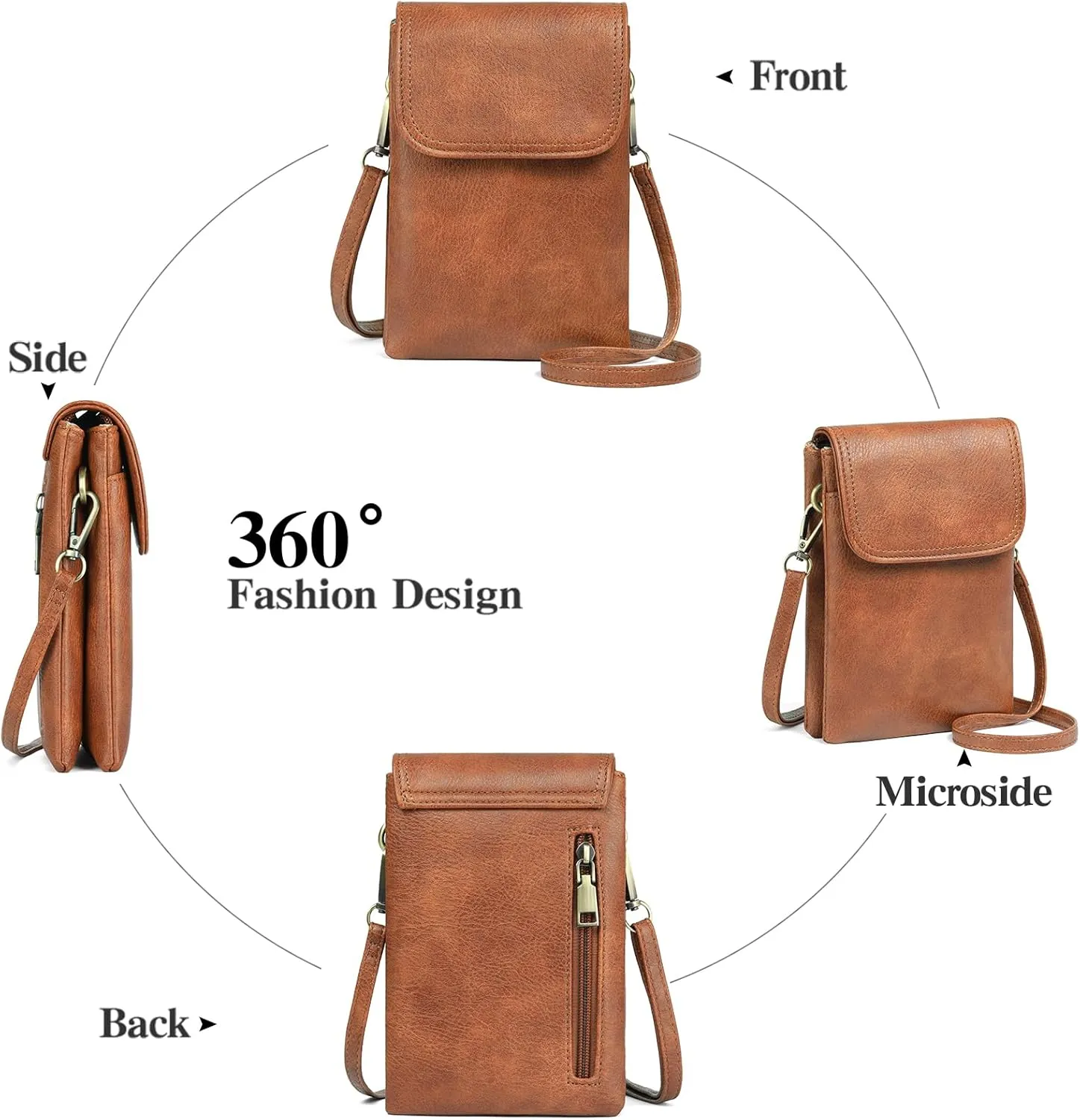 GAEKEAO Small Crossbody Bags for Women Leather Cell Phone Purse Bag Wallet with RFID Blocking Credit Card Slots