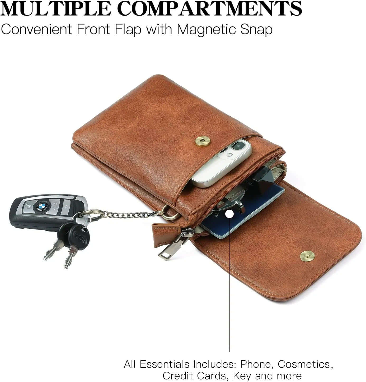 GAEKEAO Small Crossbody Bags for Women Leather Cell Phone Purse Bag Wallet with RFID Blocking Credit Card Slots