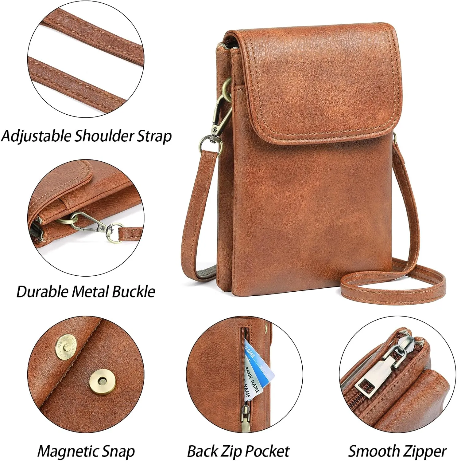 GAEKEAO Small Crossbody Bags for Women Leather Cell Phone Purse Bag Wallet with RFID Blocking Credit Card Slots