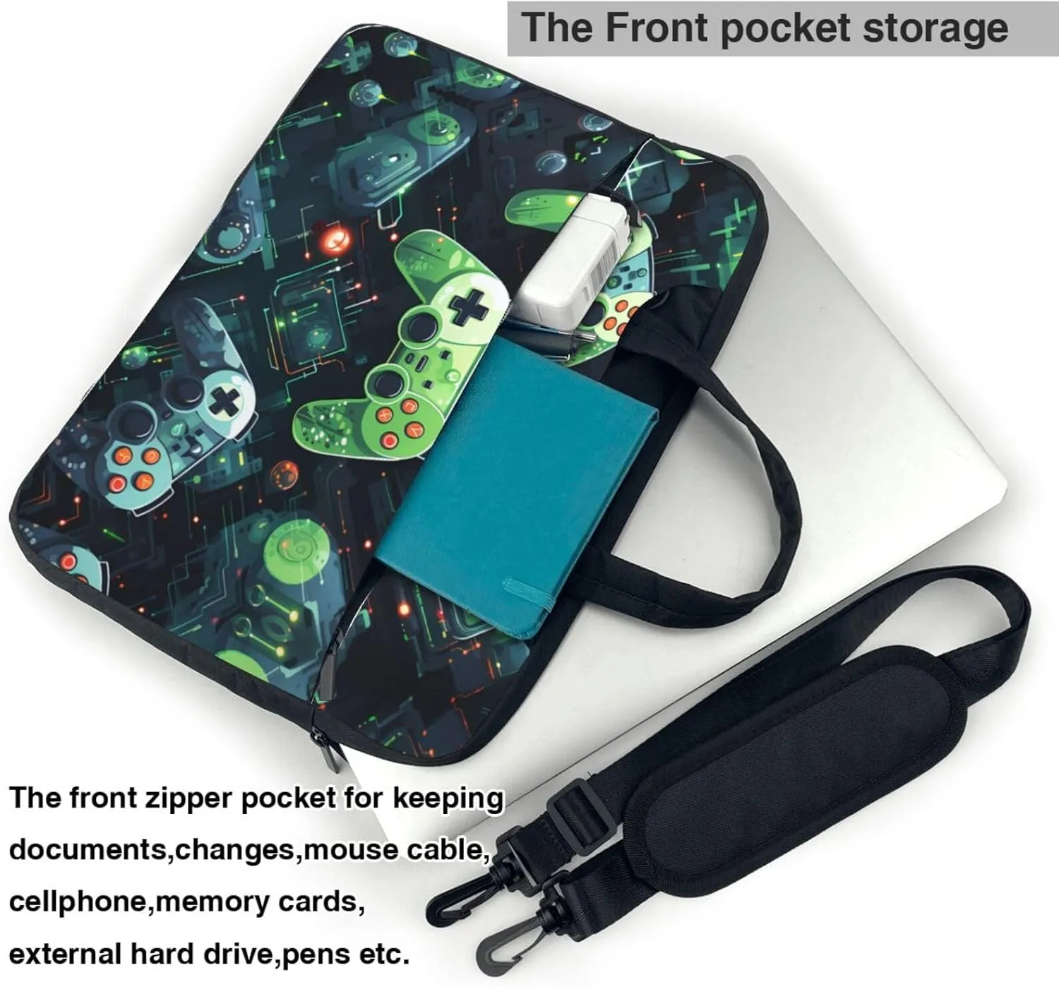 Gamepad Circuit Version Pattern Laptop Bag - with Soft Interior, Multiple Pockets - Ideal for Men, Travel and Business