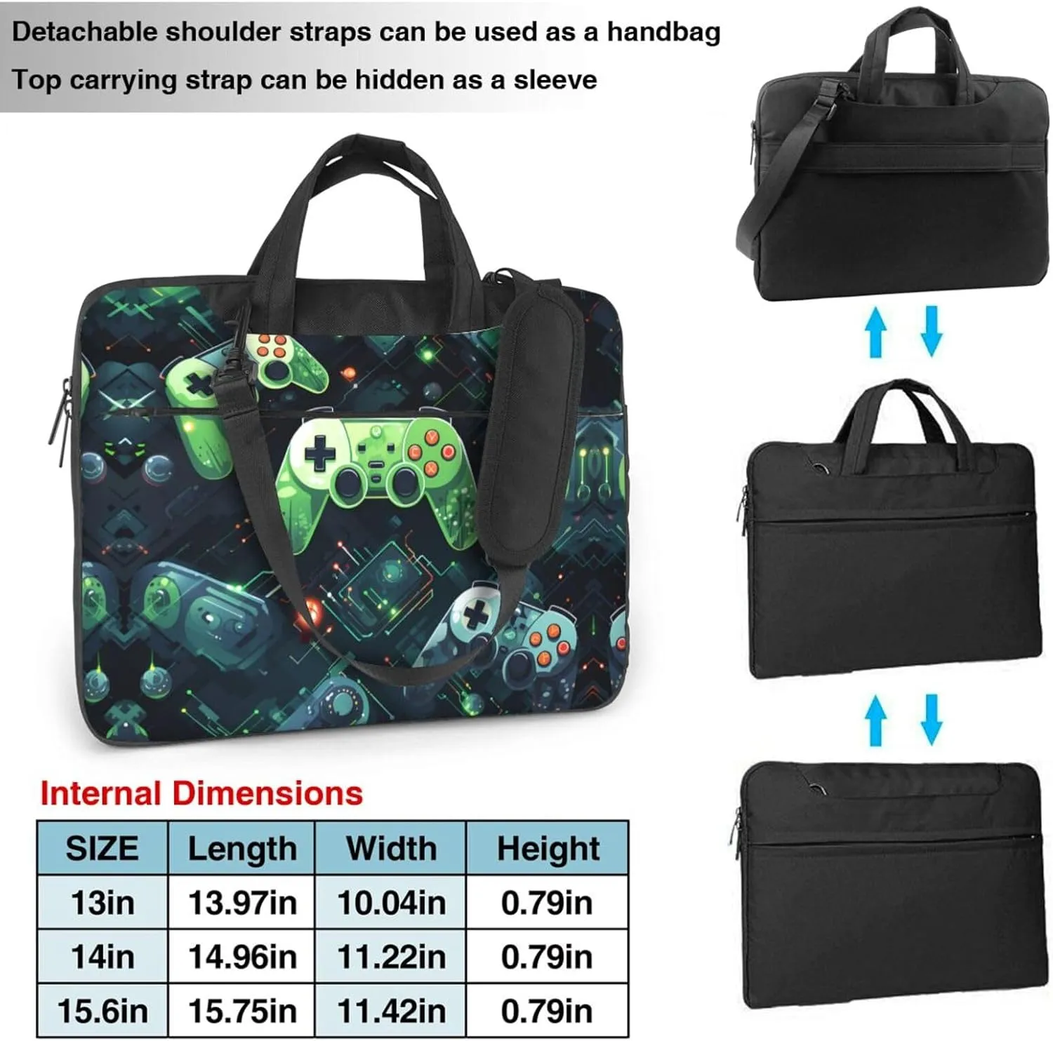 Gamepad Circuit Version Pattern Laptop Bag - with Soft Interior, Multiple Pockets - Ideal for Men, Travel and Business