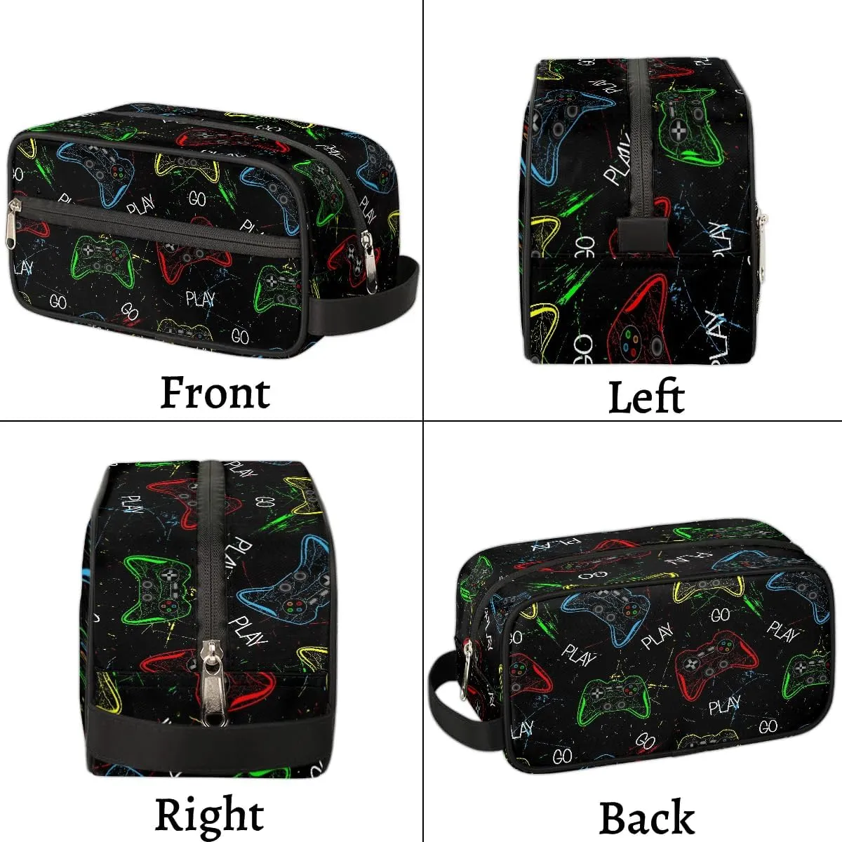 Gamer Gamepad Kids Travel Toiletry Bag, Waterproof Hanging Dopp Kit for Teens Boys, Cool Switch Carrying Case Compatible with Nintendo Switch and New Switch OLED Console