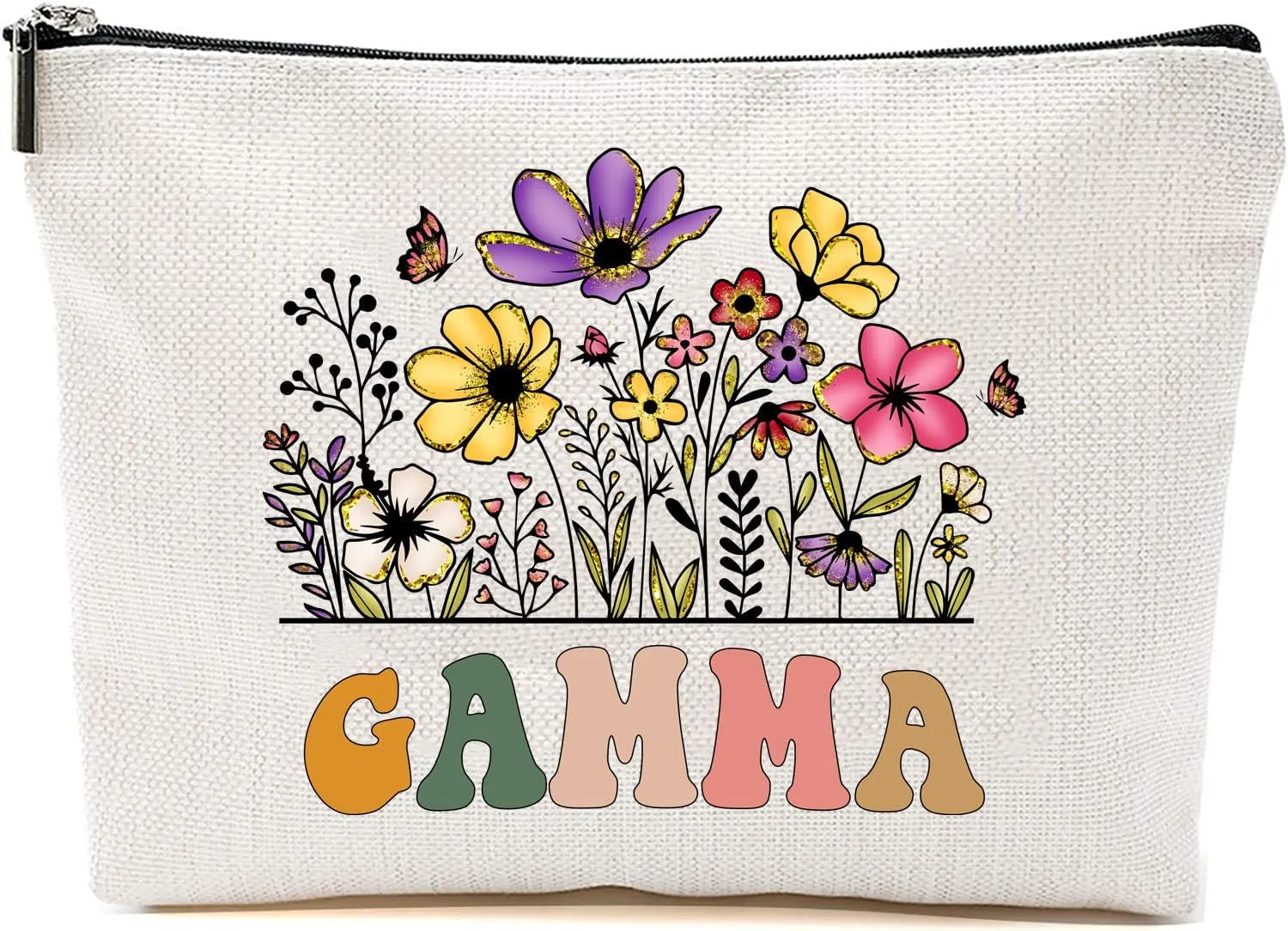 Gamma Wildflowers Gifts For Mother's Day Makeup Bags - Gamma Flower Gift Bags - Mom Birthday Gifts - Travel Cosmetic Bag For Birthday